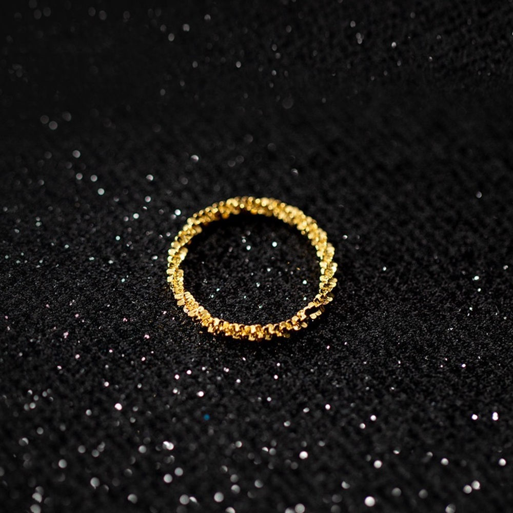 Solid Silver midi ring Sparkling Shining Slim Band Rings- SR009, Size 5, Gold